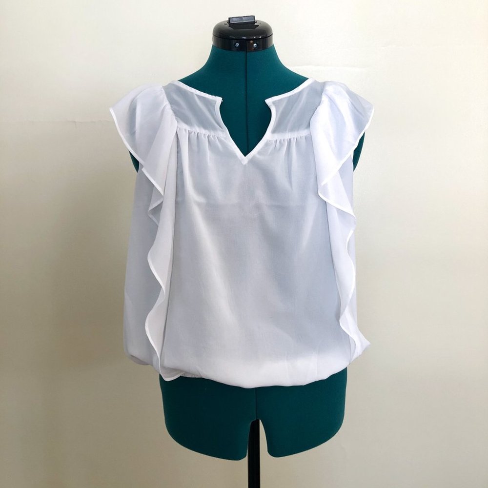 Express White Ruffle Tank SZ XS